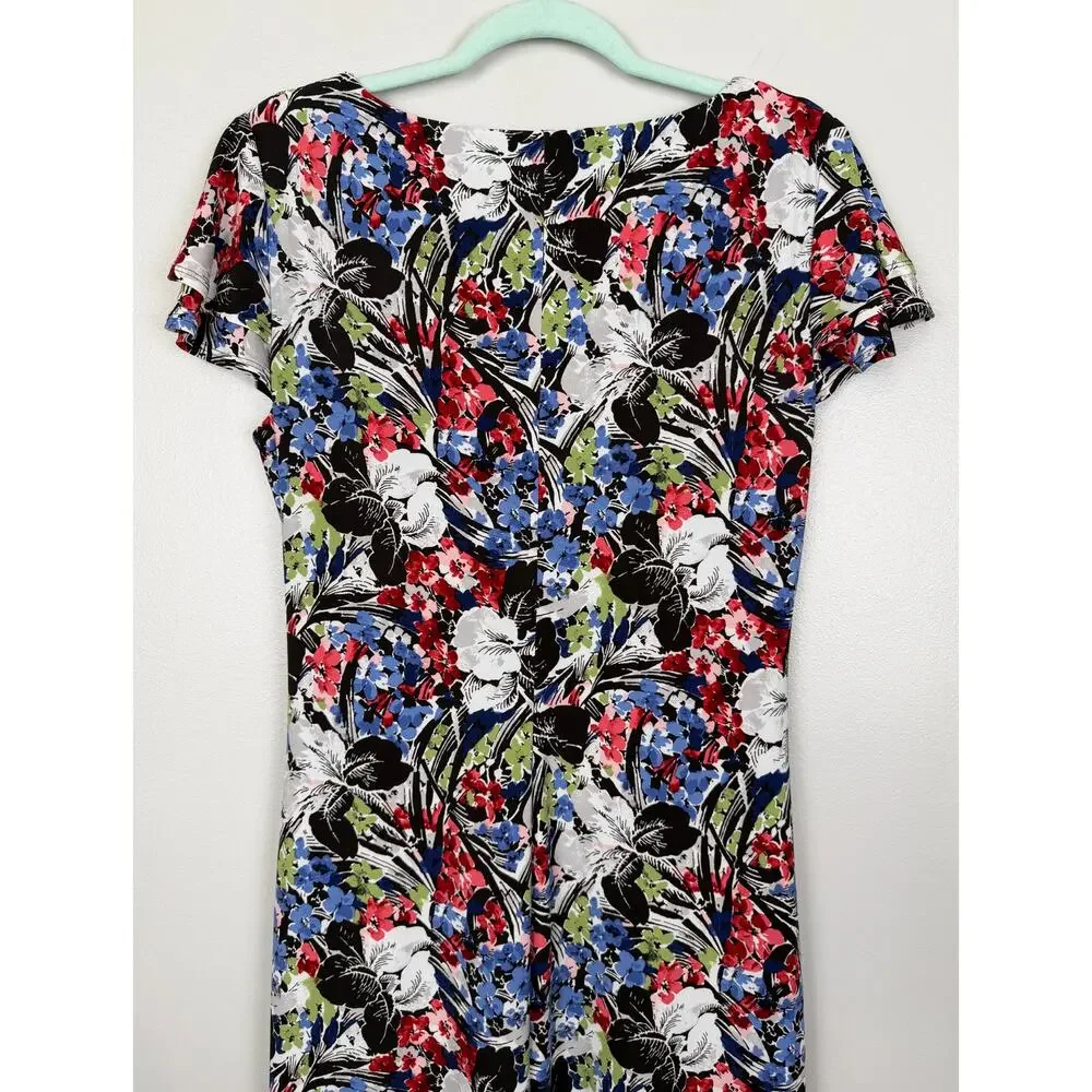 Lauren Ralph Lauren Floral Flutter-Sleeve Surplice Dress Multicolor Size 10